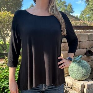 Paper Plane Black 3/4 Sleeve Top